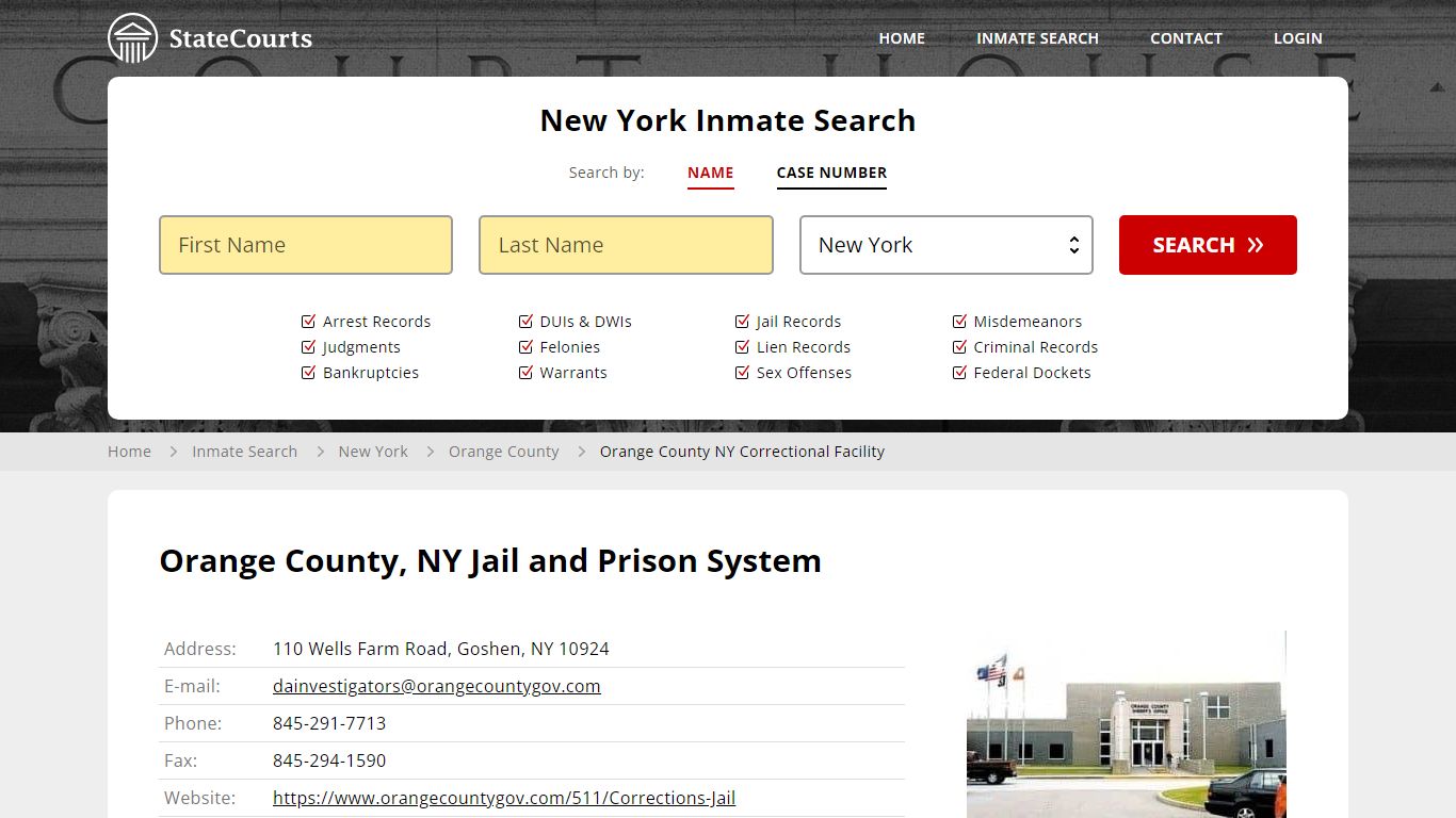 Orange County NY Correctional Facility Inmate Records Search, New York ...